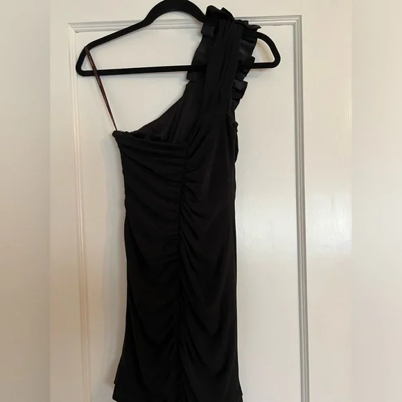 open lace back dress Shannon One Shoulder Dress, in Black Chiffon | Show Me Your Mumu